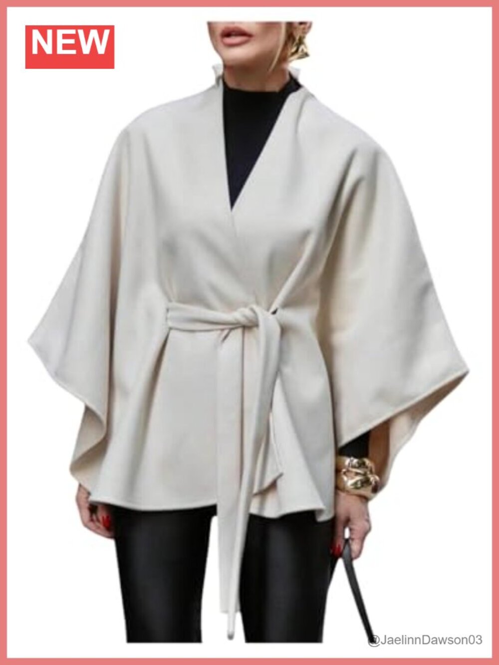 Wrap Cape Poncho Coat Tie Waist Cardigan Fall Outerwear